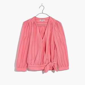 [MADEWELL] Wrap Blouse in Pink Stripe (XXS)